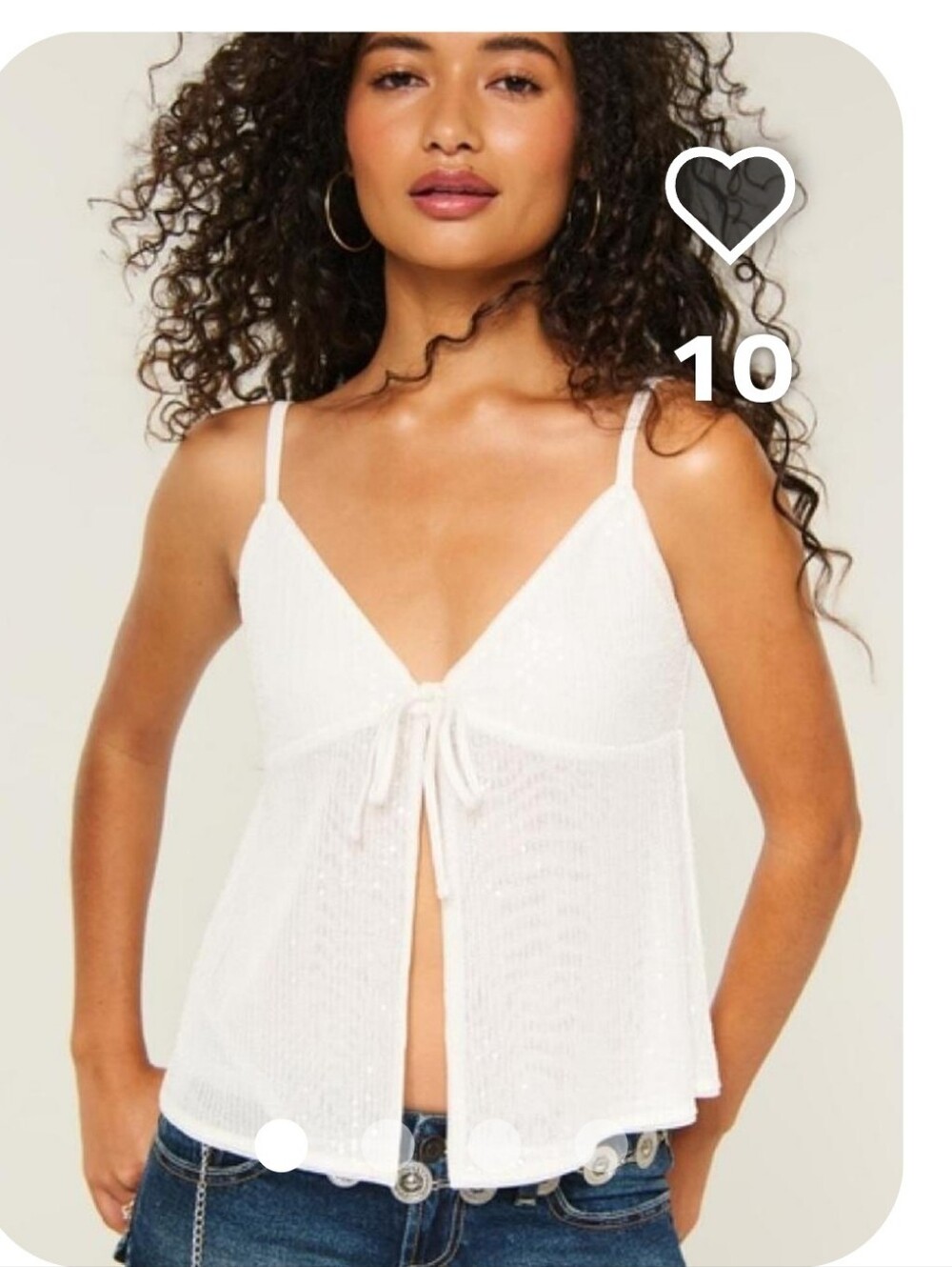 Hollister Flyaway Babydoll Top in white, featuring a front opening